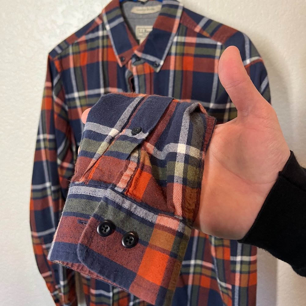 L.L. Bean Cotton Flannel Plaid Shirt - Size Med